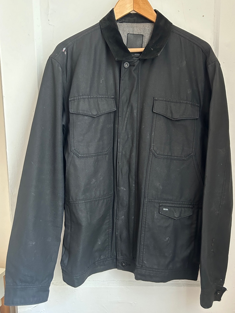 Krew No. 11 Men's Black Field Waxed Denim Jacket-L